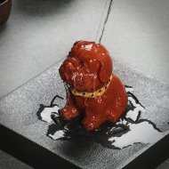 《沙皮狗-旺財小狗》宜興紫砂壺全手工茶具純泡茶壺清水泥