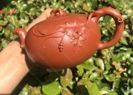 樹(shù)樁葡萄壺；朱泥380CC