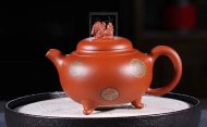 《獅韻》紫砂壺全手工茶壺老師小紅泥，絞泥（段泥、紫泥、綠泥等）壺