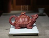 《金龜出海》宜興紫砂壺高級工藝美術師純手工底槽青創(chuàng)新壺茶壺紫砂茶具